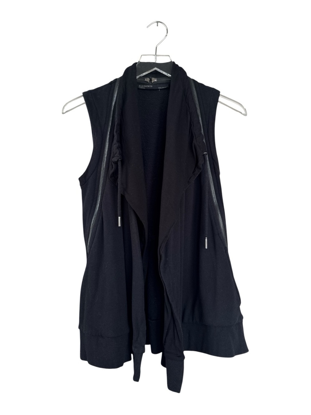 AllSaints Fera Sleeveless Sweat Jacket Vest Black XS